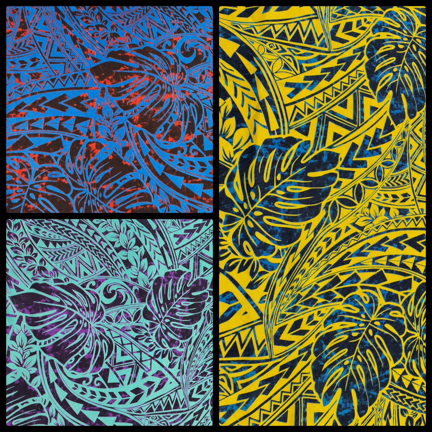 Polynesian Monstera Leaf Fabric – Tribal Island Print | 45” Wide | Lightweight Poly Cotton Feel | 100% Polyester | Sold by Yard or Roll | Gtex Fabrics