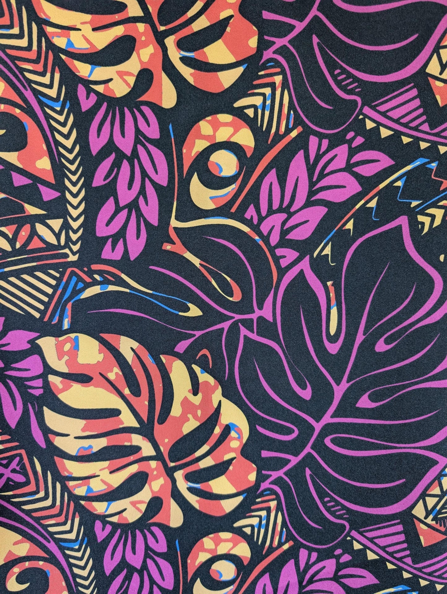 Premium 58” Wide Mini Matt Fabric – Polynesian Monstera Print – Tropical Island Design – Tonga, Samoa – Limited Edition | Gtex Fabrics