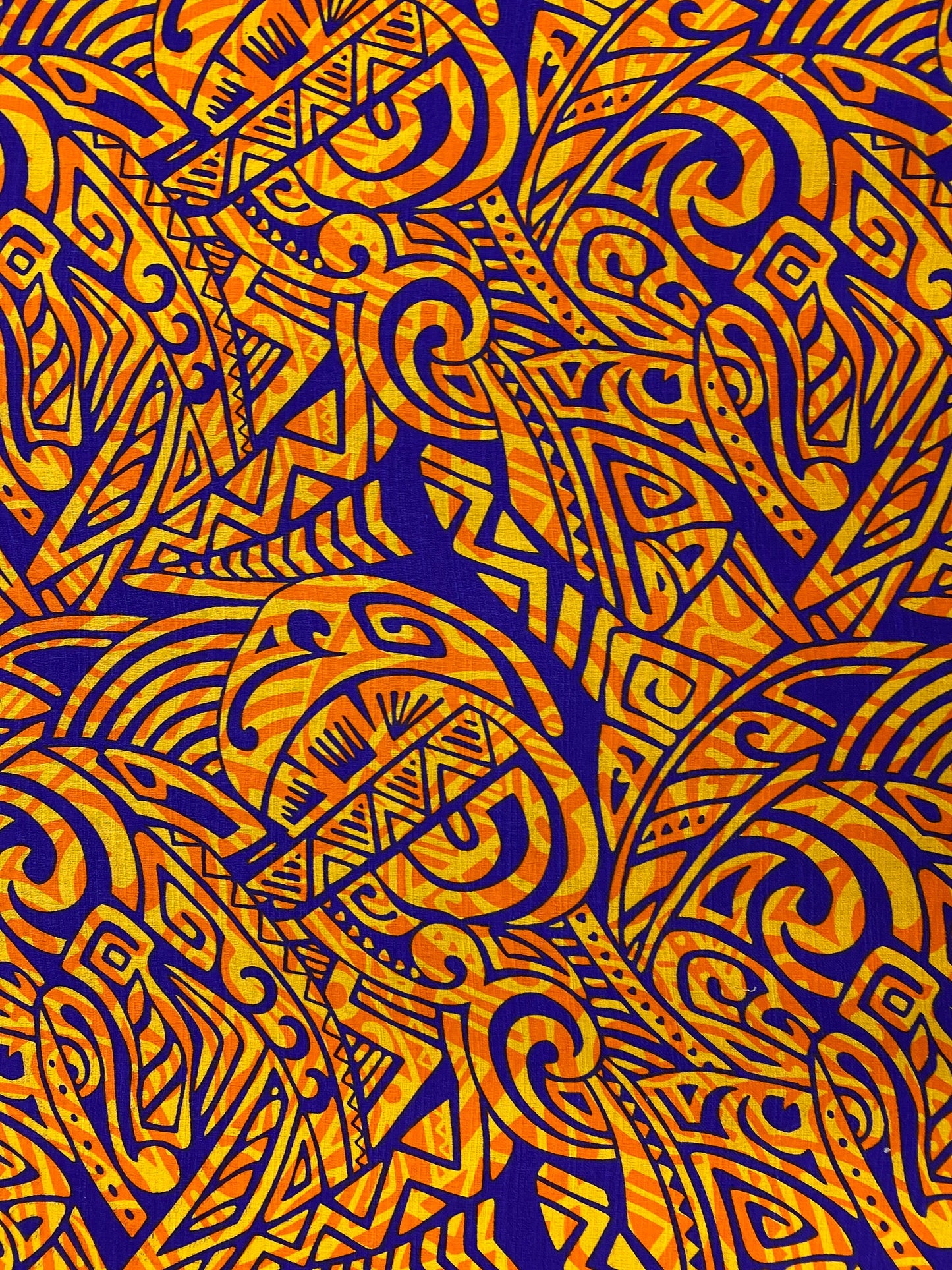 Polynesian Fabric -Tapa Fabric, Block Print, Tribal, Samoan, Fiji, Island Fabric - Sold by the Yard -100% Cotton Lt Bark Cloth -Doby Cotton   | Gtex Fabrics
