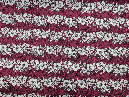 Polynesian Fabric -Tropical Hawaiian Fabric, Tribal Floral Tattoo, Island Fabric - Sold by the Yard - Poly Cotton Fabric 45" - New Design | Gtex Fabrics