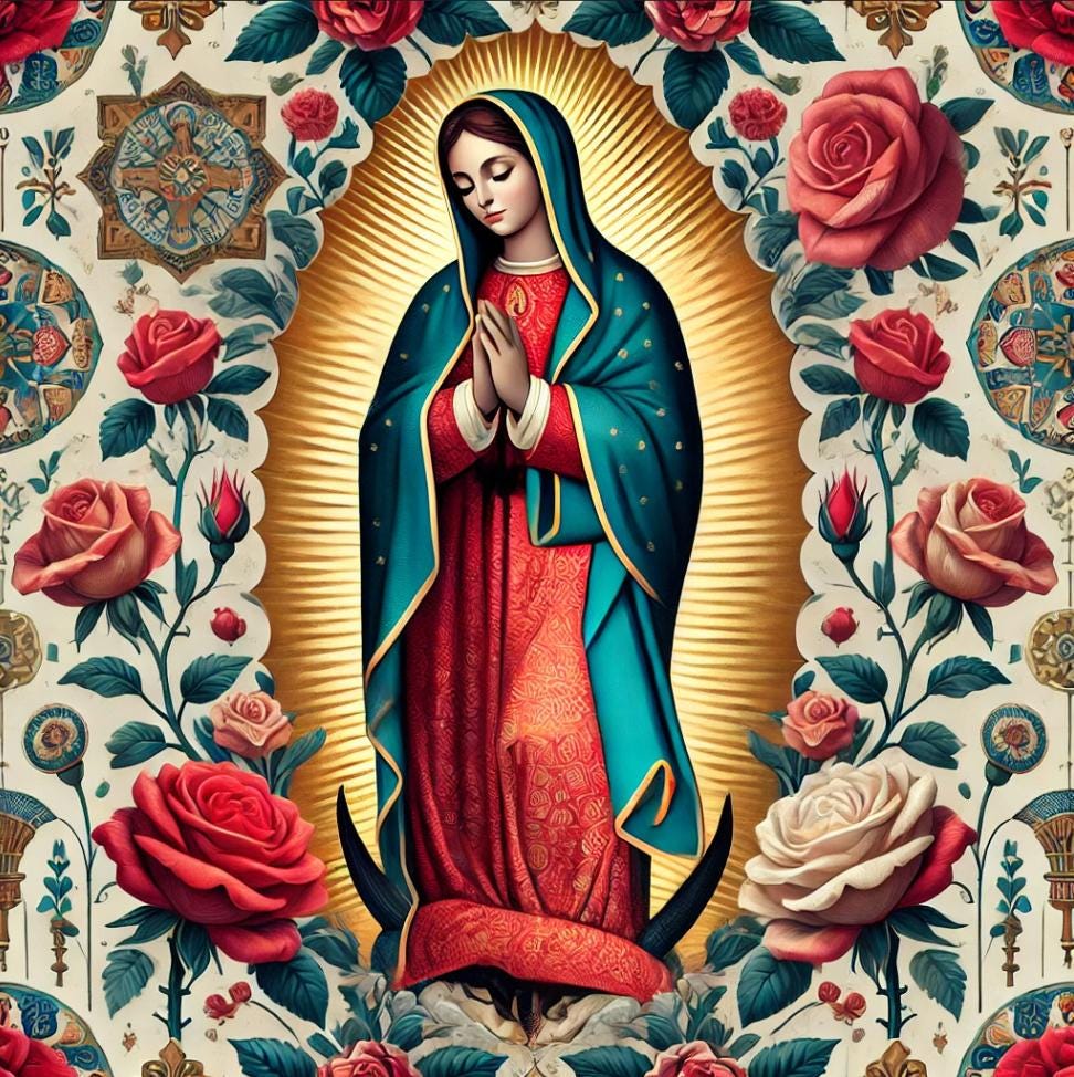 High Quality Mini Matt Fabric, Catholic Fabric, Lady Guadalupe Fabric, Church Fabric Material, Hispanic Religious Fabric by The Yard.  | Gtex Fabrics