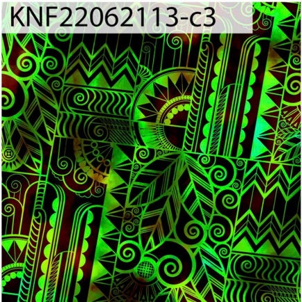 GTEX Collection KNF-13 - Polynesian Fabric -Digital Tribal Tattoo, Island Fabric - Sold by the Yard - FDY Peachskin Fabric 58" - New Design  | Gtex Fabrics