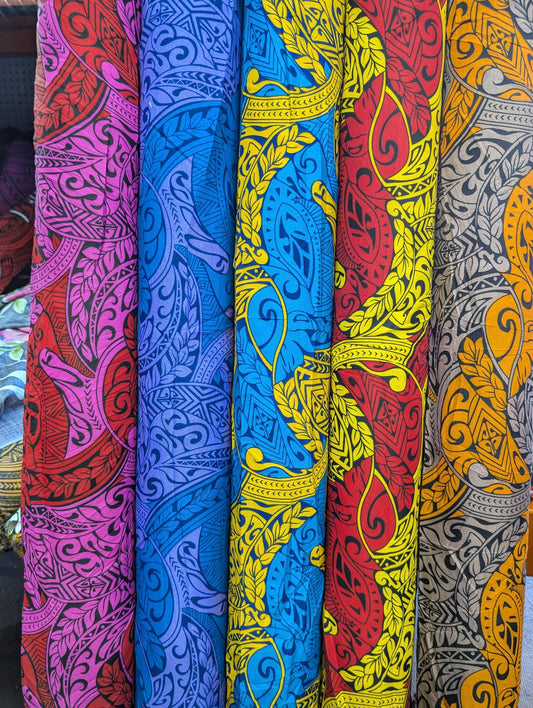 High Quality: Polynesian Elegance 36" Polyester Fabric – Tribal Design, Poly Cotton Feel – Roll/Bolt – Made in Thailand  | Gtex Fabrics