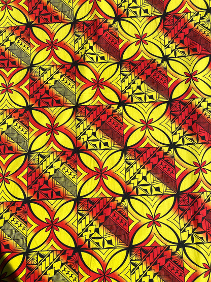 GTEX Collection - Polynesian Fabric -Tapa Fabric, Block Print, Floral Island Fabric - Sold by the Yard - 100% Cotton Fabric 45" - New Design  | Gtex Fabrics