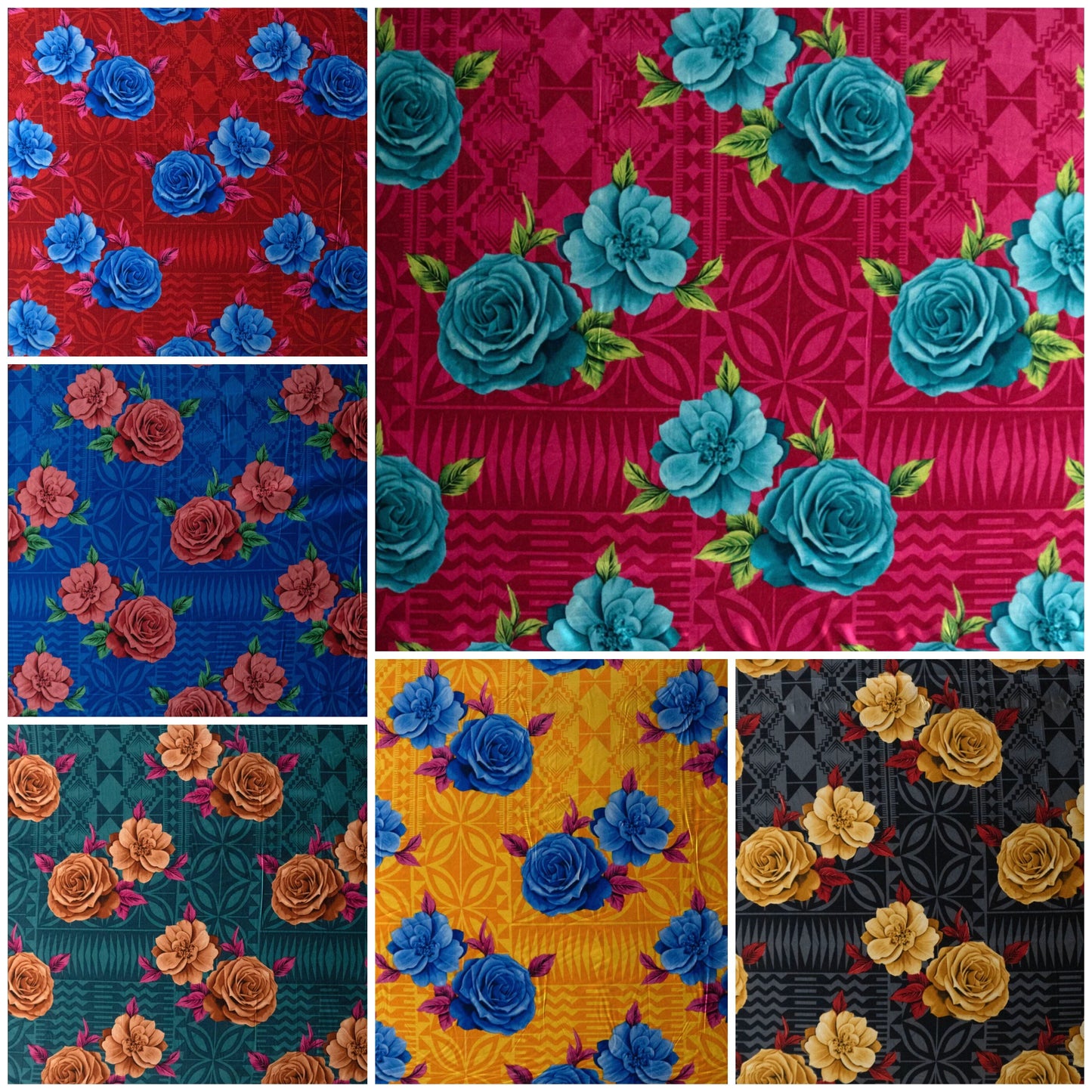 Polynesian Rose Geometric design | New Fabric - Abstract Print Luau All Over Design - Peach Skin Fabric 45" - Peach Skin Fabric- by the Yard 58" Wide - New Design - Island Fabric 108 | Gtex Fabrics