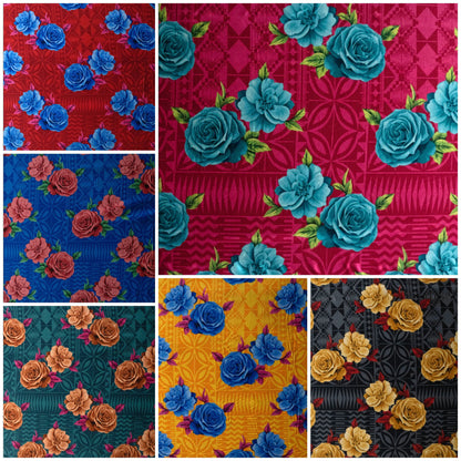 Polynesian Rose Geometric design | New Fabric - Abstract Print Luau All Over Design - Peach Skin Fabric 45" - Peach Skin Fabric- by the Yard 58" Wide - New Design - Island Fabric 108 | Gtex Fabrics