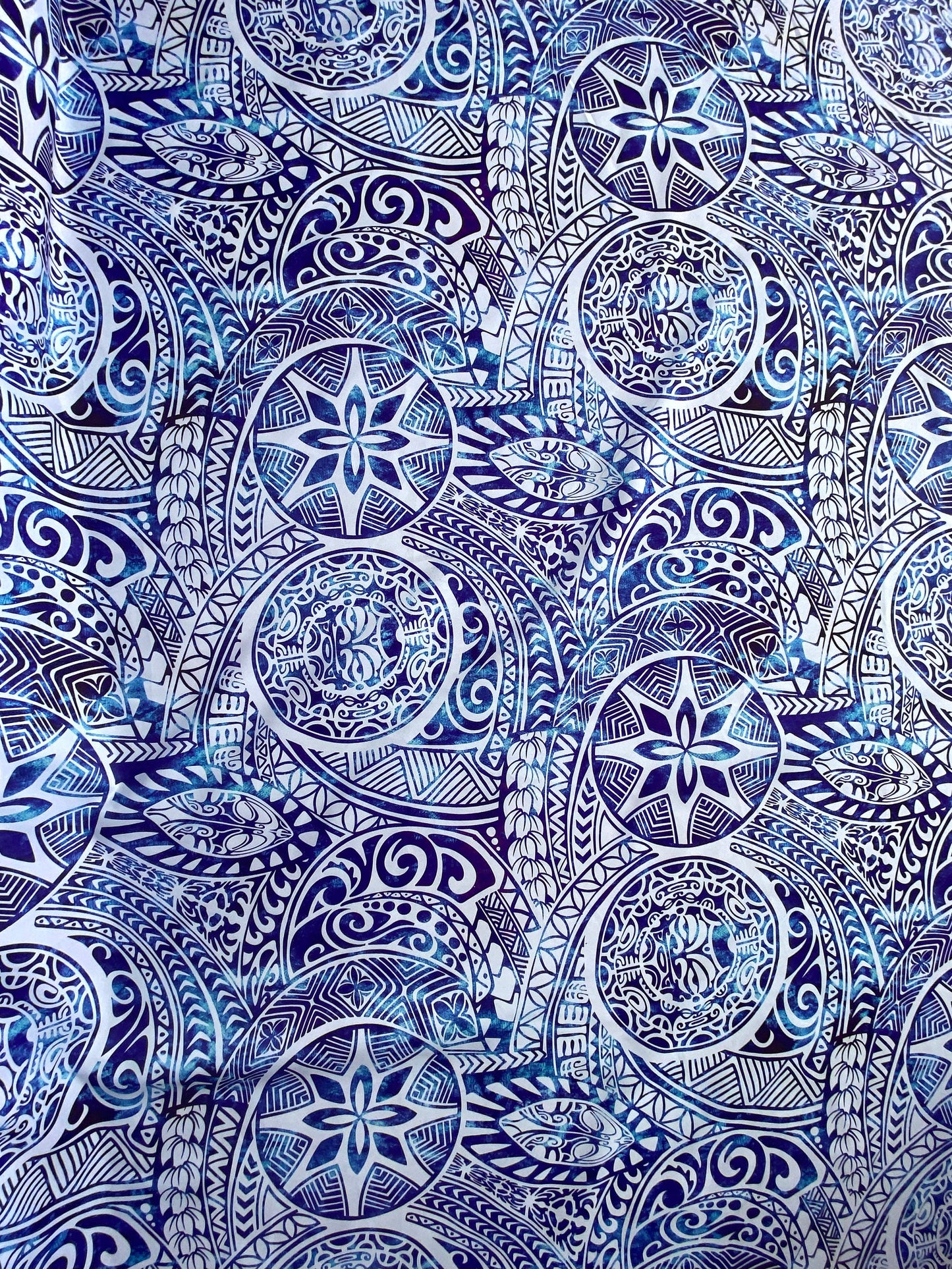 New Polynesian Samoan Print Fabric with Tribal Tattoo Design on Peach Skin - 58" Wide - Island Fabric - By The Yard  | Gtex Fabrics