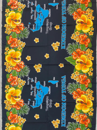 High-Quality Soft Lightweight Map of Tonga Ei Lava Lava Sarong Pareo Wrap – Made in India – Perfect for Any Occasion -Large  70" x 44"   | Gtex Fabrics