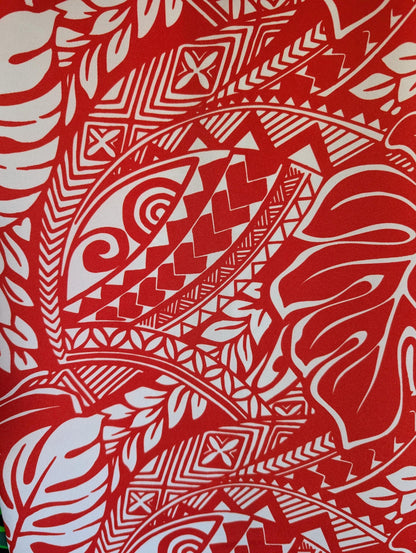 Premium 58” Wide Mini Matt Fabric – Polynesian Monstera Print – Tropical Island Design – Tonga, Samoa – Limited Edition | Gtex Fabrics