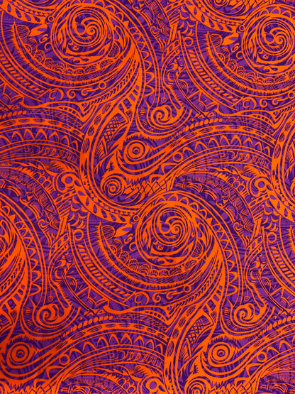 GTEX Collection - Polynesian Fabric -Tribal Tattoo Fabric, Samoan Print - Sold by the Yard - 100% Cotton Fabric 45" - New Tribal Design  | Gtex Fabrics