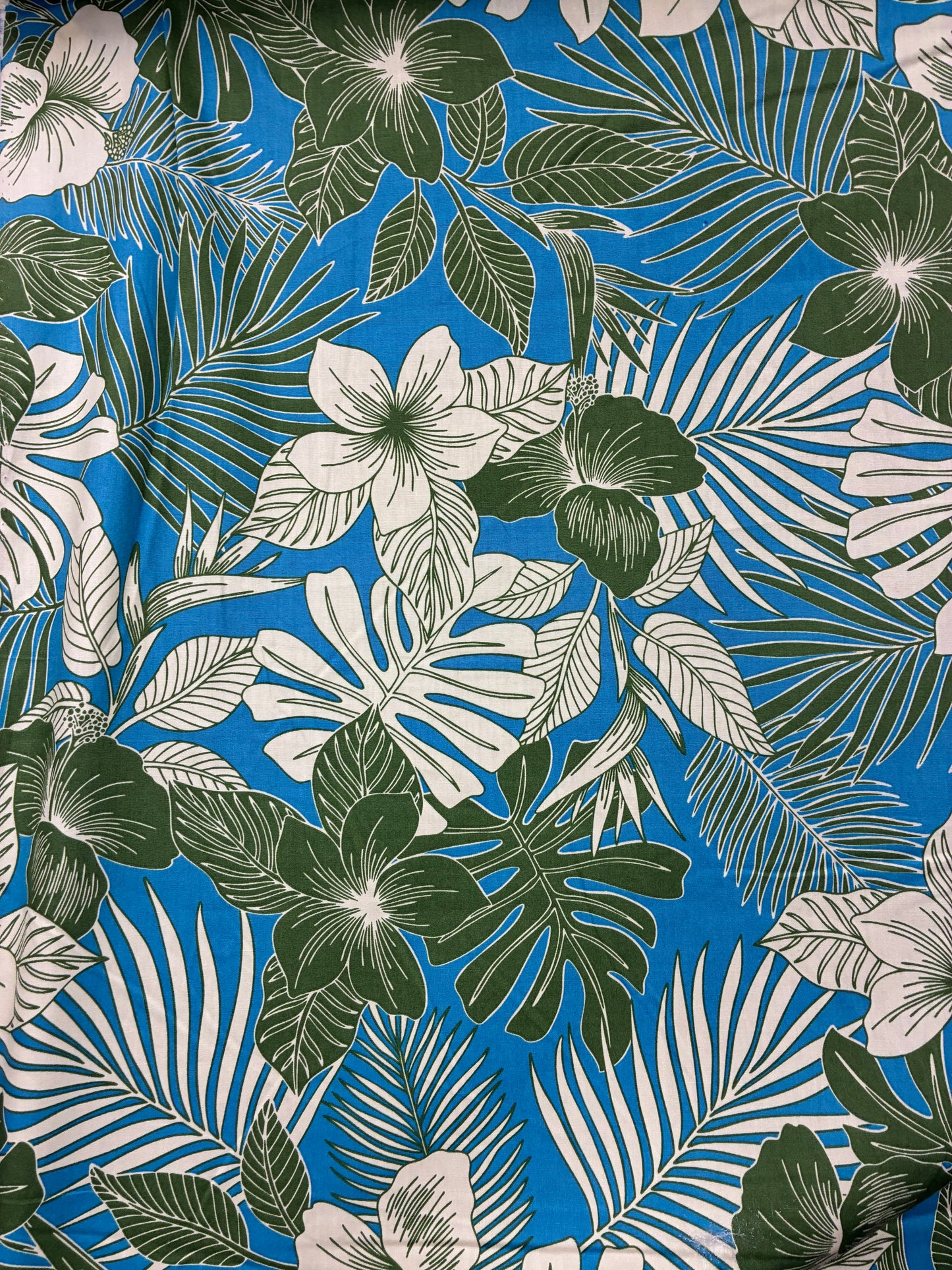 New Hawaiian Tropical Print Fabric – Blue 100% Cotton Fabric, 44” Wide Floral Island Print by the Yard