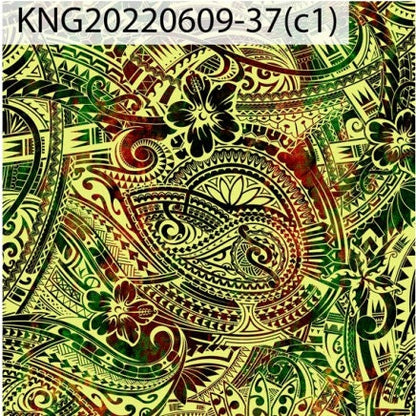 GTEX Collection KNG-37  - Polynesian Fabric -Digital Tribal Tattoo, Island Fabric - Sold by the Yard - FDY Peachskin Fabric 58" - New Design | Gtex Fabrics