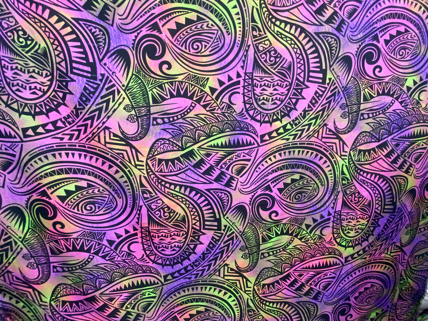 GTEX Collection P100 - Abstract Tribal Watercolor Tattoo Ink  Print Luau All Over Design - Peach Skin Fabric 45"  | Gtex Fabrics