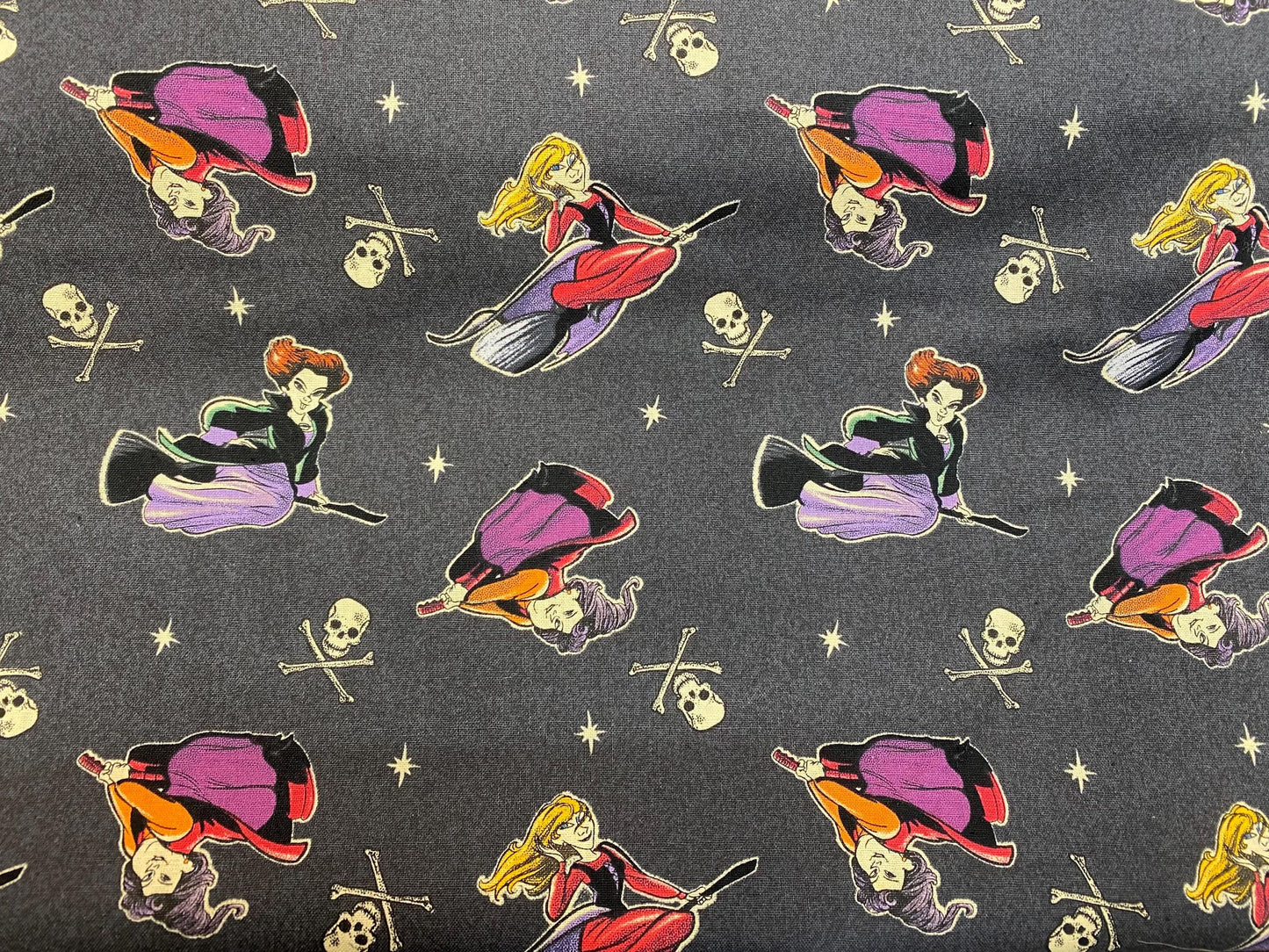 Hocus Pocus Witches On Brooms 44"  - 100% Cotton Fabric - Sold by the yard | Gtex Fabrics