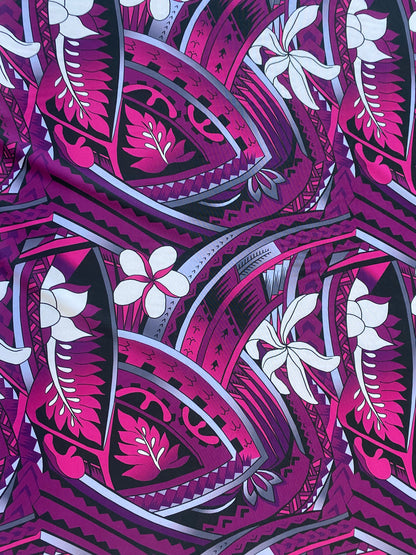 New Tropical Floral and Tribal Polynesian Fabric - Peach Skin Fabric- by the Yard 58" Wide - New Design - Island Fabric 105  | Gtex Fabrics