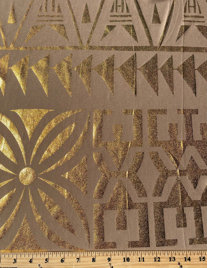GTEX Collection- Exquisite Traditional Polynesian Tattoo Tapa Design | Foil Fabric - Stretch Scuba Fabric - 63" High-Quality Shimmer Design | Gtex Fabrics