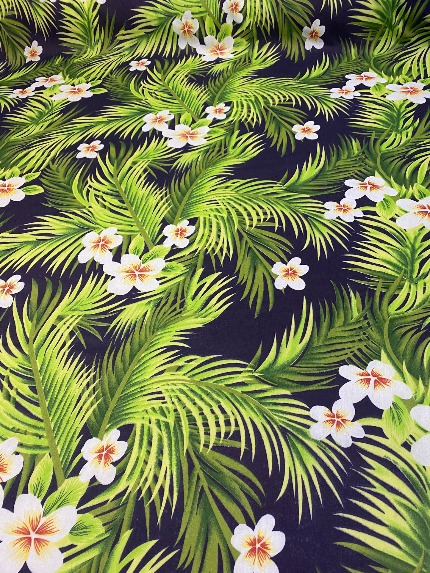 Hawaiian Print Luau Floral Hibiscus Poly Cotton Fabric 60" Sold By The Yard Tropical Vintage Navy & Green Tropical Hawaiian Printv | Gtex Fabrics