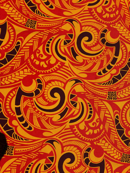 Polynesian Tribal Fabric – 45” Wide | Lightweight Soft Poly Cotton Feel | Sold by Yard or Roll | Made in Thailand | Island Design| Wholesale | Gtex Fabrics