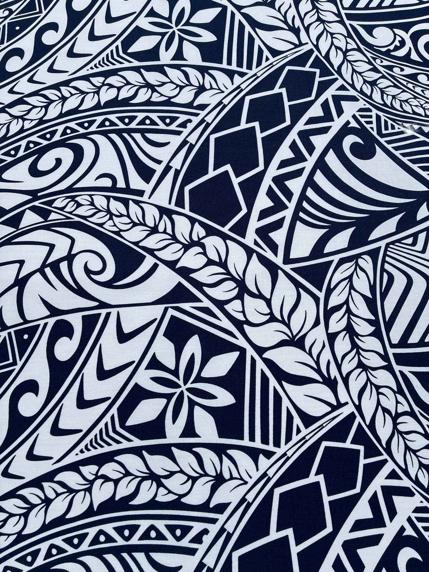 New Polynesian Tribal Tapa Tattoo Fabric  Navy and White 100% Cotton Fabric, 44” Wide Island Print by the Yard