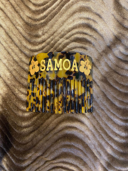 Polynesian Hair Combs , Acrylic tortoise shell hair combs, Featuring Engraved Letters: Samoan, Tongan,  and more designs  | Gtex Fabrics