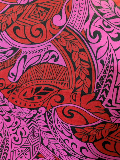 High Quality: Polynesian Elegance 36" Polyester Fabric – Tribal Design, Poly Cotton Feel – Roll/Bolt – Made in Thailand  | Gtex Fabrics