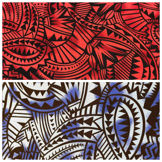 Polynesian Tapa Fabric - Tribal Tattoo Hawaiian Cute and Unique Fabric Design - Sold by the Yard - Luxury Cotton Quality 45" | Gtex Fabrics
