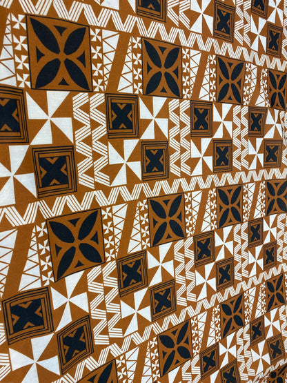 GTEX Collection - Polynesian Fabric - Fiji Tapa Block Print Fabric - Sold by the Yard - Poly Cotton Poplin 58" Wide - Soft & Breathable | Gtex Fabrics