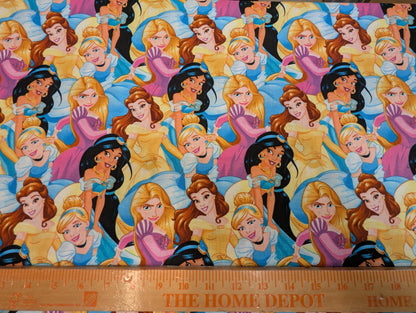 Disney Princess- Ariel, Mulan, Belle, Princess Toss 100% Cotton High Quality HD Design Rare by the Yard | Gtex Fabrics