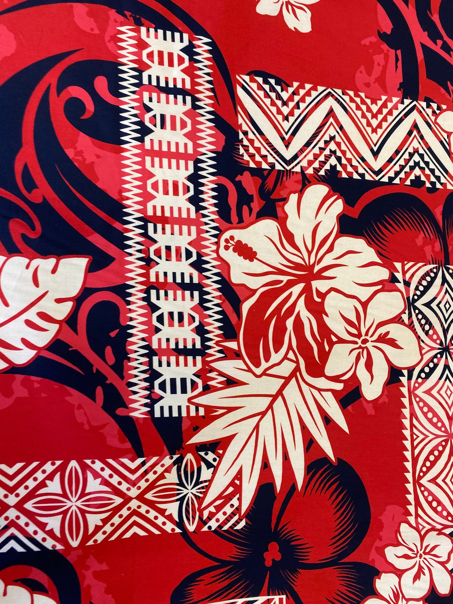 GTEX Collection - Polynesian Fabric -Tribal Tapa Print Floral Design, Island Fabric - Sold by the Yard - 100% Cotton Fabric 45" - New Design | Gtex Fabrics