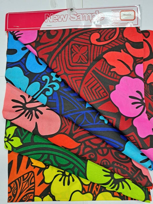 Roll, Bolt – Polynesian Elegance: 36″ Polyester Fabric with Poly Cotton Feel– Tropical and Floral Fusion- Made In Thailand – Wholesale Price  | Gtex Fabrics