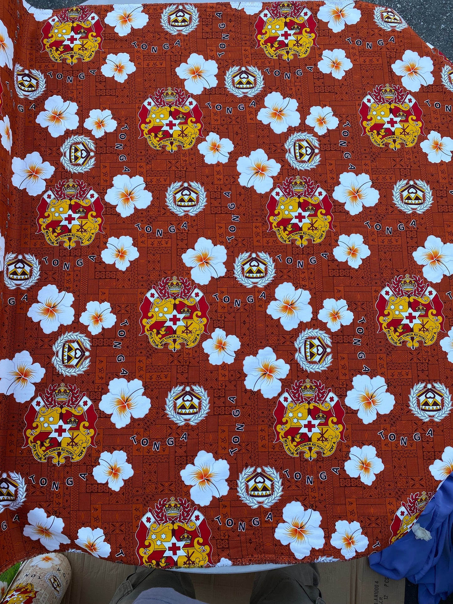 GTEX Collection B600 - Polynesian Tapa Fabric, Island Fabric, High Quality Vibrant New Design, Tonga Island Fabric, Seal of Tonga, Tradition | Gtex Fabrics