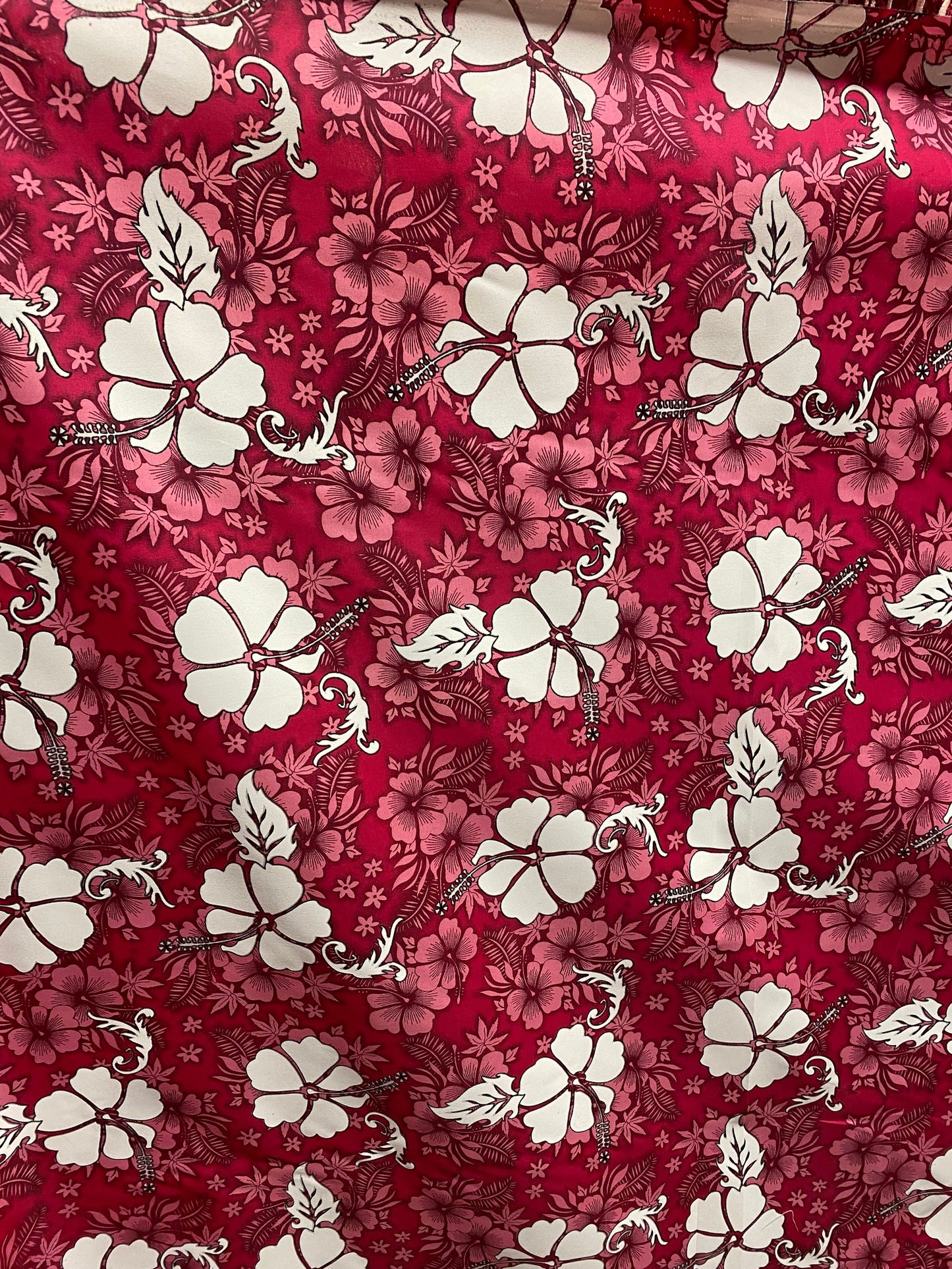 Hawaiian Print Luau Floral Hibiscus Poly Cotton Feeling Fabric 60" Sold By The Yard Tropical Vintage Tropical Hawaiian Print  | Gtex Fabrics