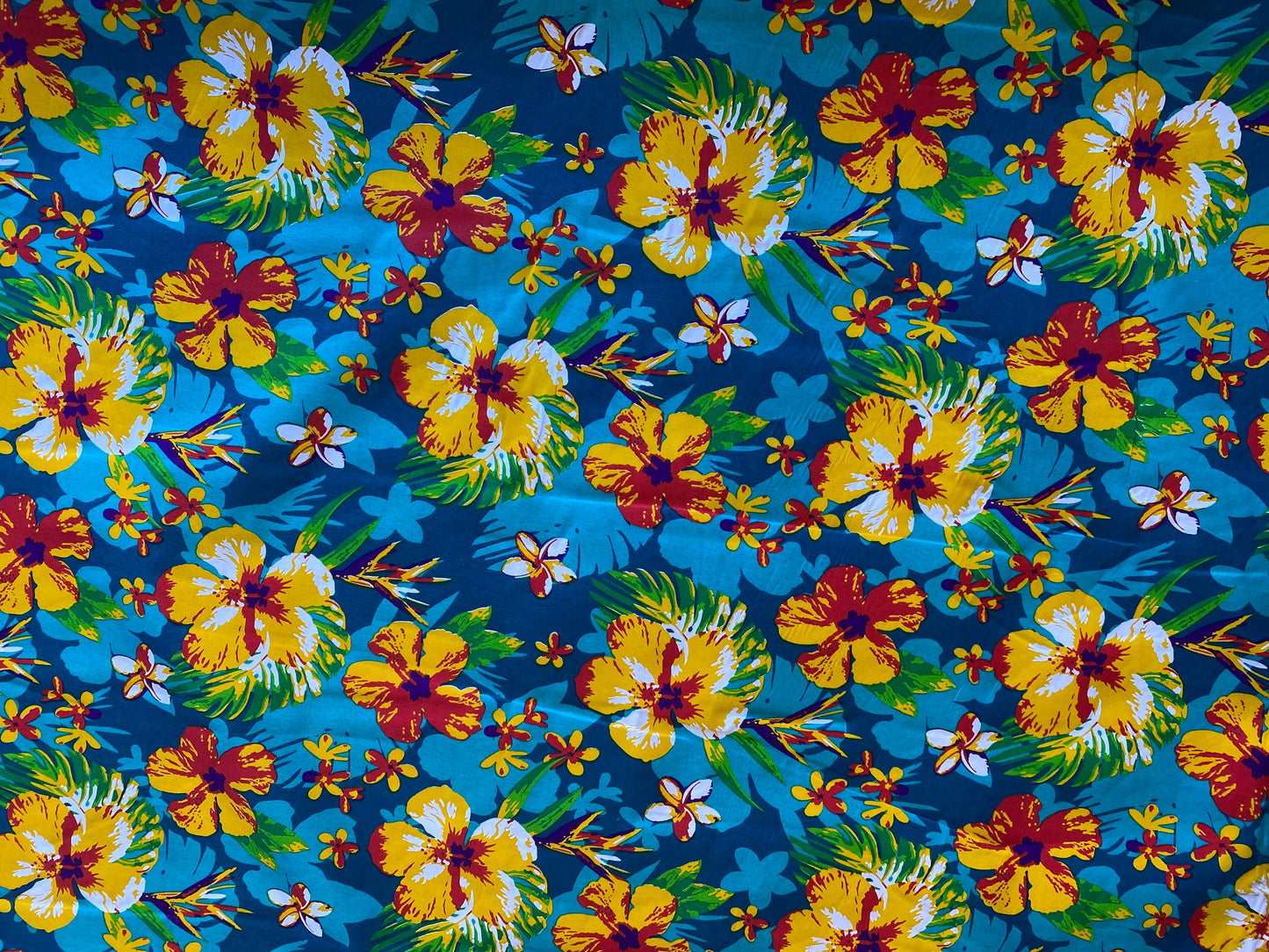 Polynesian Elegance: 36" Polyester Fabric with Poly Cotton Feel– Hawaiian and Floral Fusion- Made In Thailand - Low Price - Roll Wholesale | Gtex Fabrics