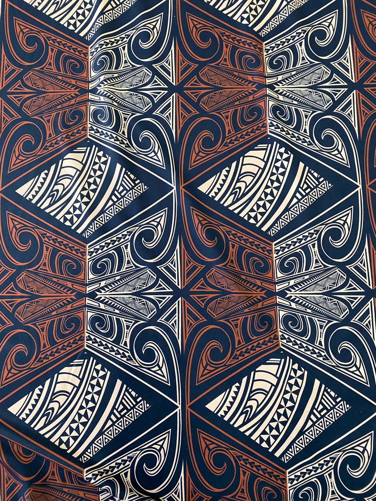 Polynesian Tribal Tattoo Fabric – Brown & Black | Samoan, Tongan, Fijian Islander Print | PeachSkin Material – 58" Wide - Sold By The Yard  | Gtex Fabrics