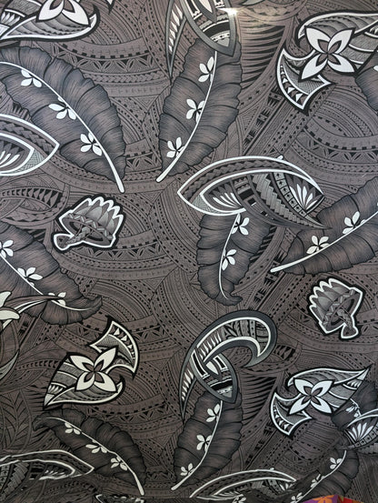 Premium Quality: Polynesian Elegance 36" Fabric – Tribal Tattoo Design, Poly Cotton Feel, Vibrant Colors, Made in Thailand | Gtex Fabrics