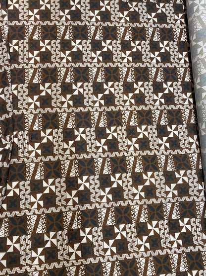 GTEX Collection - Polynesian Fabric - Fiji Tapa Block Print Fabric - Sold by the Yard - Poly Cotton Poplin 58" Wide - Soft & Breathable | Gtex Fabrics