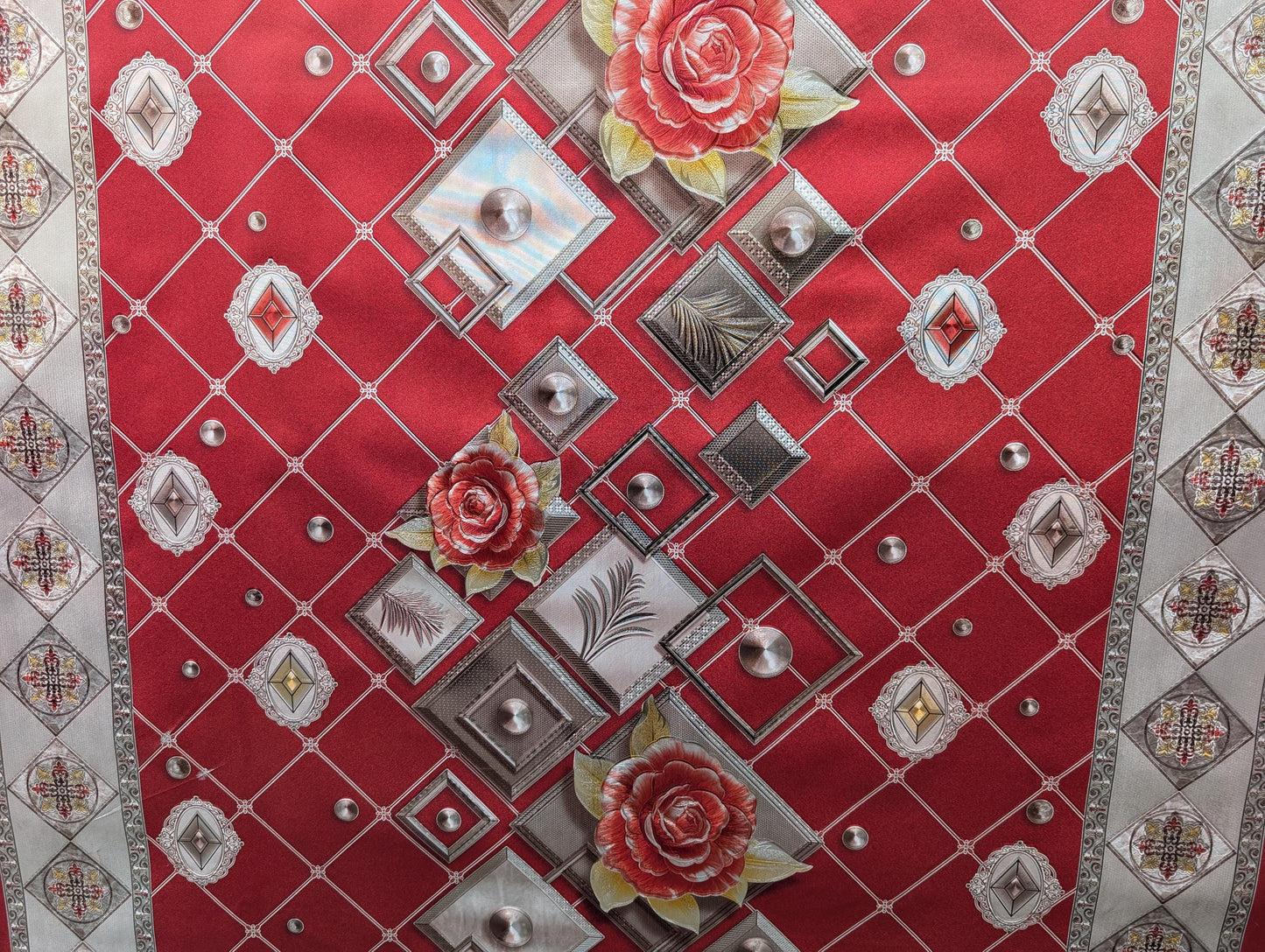 Premium Quality 54" Vinyl Table Cover Fabric, Lined, Flower Prints - By The Yard (No Felt Back) | Gtex Fabrics