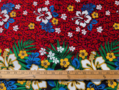 High-Quality Soft Hawaiian Ei Lava Lava Sarong Pareo Wrap – Made in Thailand– For Any Occasion-Dimensions 70"x44", Hibiscus Rayon Print  | Gtex Fabrics