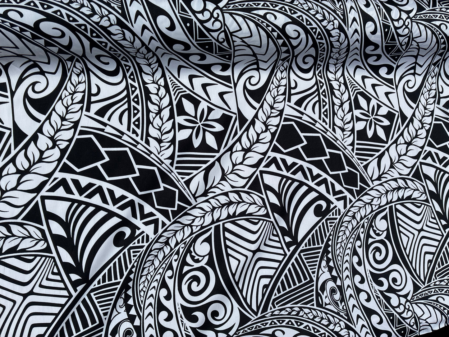 New Polynesian Tribal Tapa Tattoo Fabric Black and White 100% Cotton Fabric, 44” Wide Island Print by the Yard