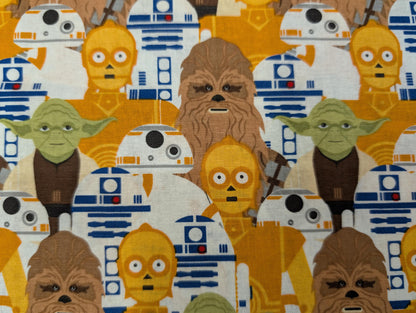 Disney Star Wars Portrait Stacked YODA R2D2 C-3PO CHEWBACCA 100% Cotton Quilting High Quality Vintage Rare Fabric by The Yard | Gtex Fabrics