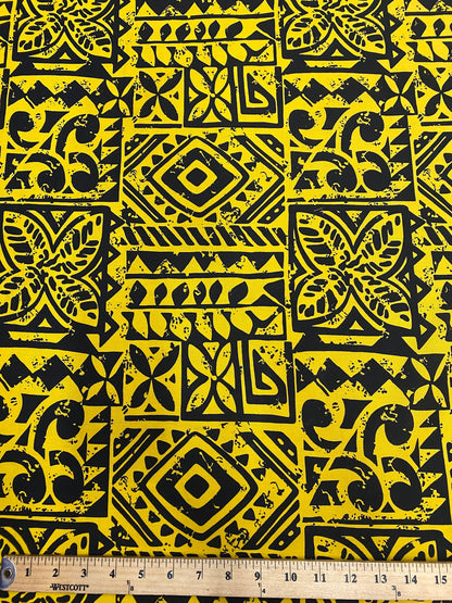 Polynesian Fabric -Tapa Fabric, Block Print, Tribal, Samoan, Fiji, Island Fabric - Sold by the Yard -100% Cotton Lt Bark Cloth -Doby Cotton  | Gtex Fabrics