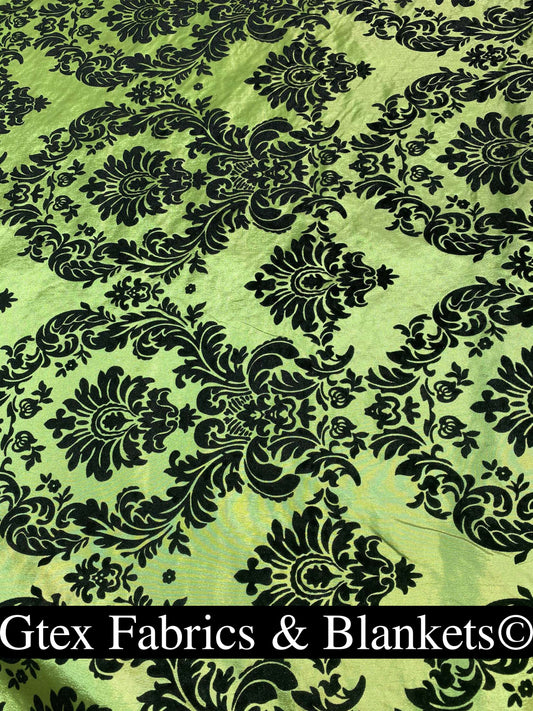 Royal Victorian Gothic Damask Taffeta Flocked Fabric for Dresses, Home Decor, Apparel, Curtains, ETC by the Yard (58") Soft Textured Damask | Gtex Fabrics