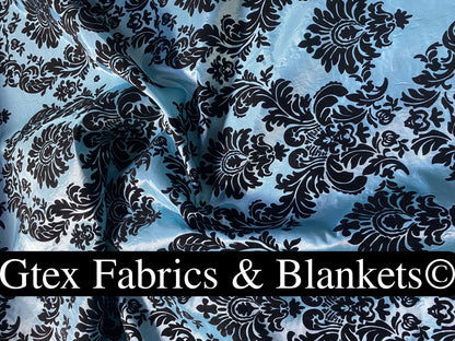 Royal Victorian Gothic Damask Taffeta Flocked Fabric for Dresses, Home Decor, Apparel, Curtains, ETC by the Yard (58") Soft Textured Damask