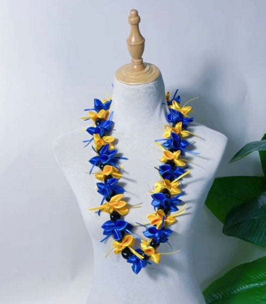 New Hawaiian Graduation Ribbon Kukui Nut Leis - Gift for Grads - Ceremony - New Design -Good Luck, Party, Recognition Wreath | Gtex Fabrics