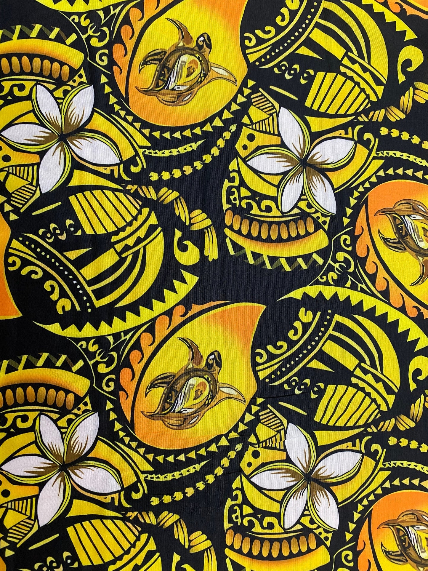 New Tropical Hibiscus and Turtle Design Polynesian Fabric - Lt. Peach Skin Fabric- by the Yard 58" Wide - New Design - Island Fabric | Gtex Fabrics