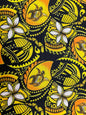 New Tropical Hibiscus and Turtle Design Polynesian Fabric - Lt. Peach Skin Fabric- by the Yard 58" Wide - New Design - Island Fabric | Gtex Fabrics