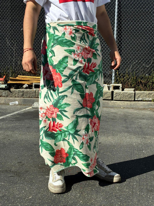 Tropical Beige Ei Lava Lava Sarong – Soft Poly Cotton | Handmade in USA | Unisex Wrap 70"x44" | Island Pareo for Any Occasion  | Gtex Fabrics
