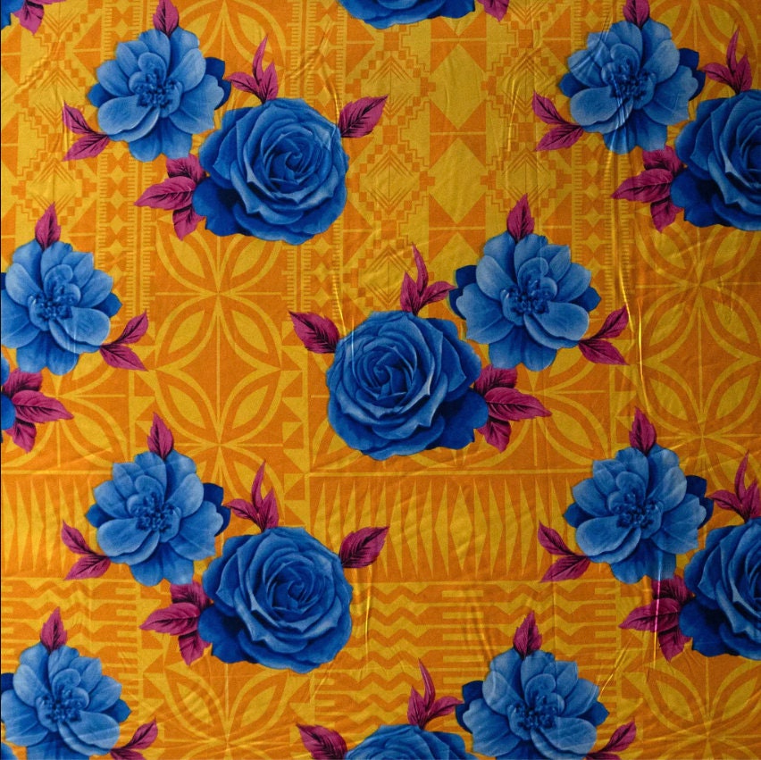 Polynesian Rose Geometric design | New Fabric - Abstract Print Luau All Over Design - Peach Skin Fabric 45" - Peach Skin Fabric- by the Yard 58" Wide - New Design - Island Fabric 108 | Gtex Fabrics