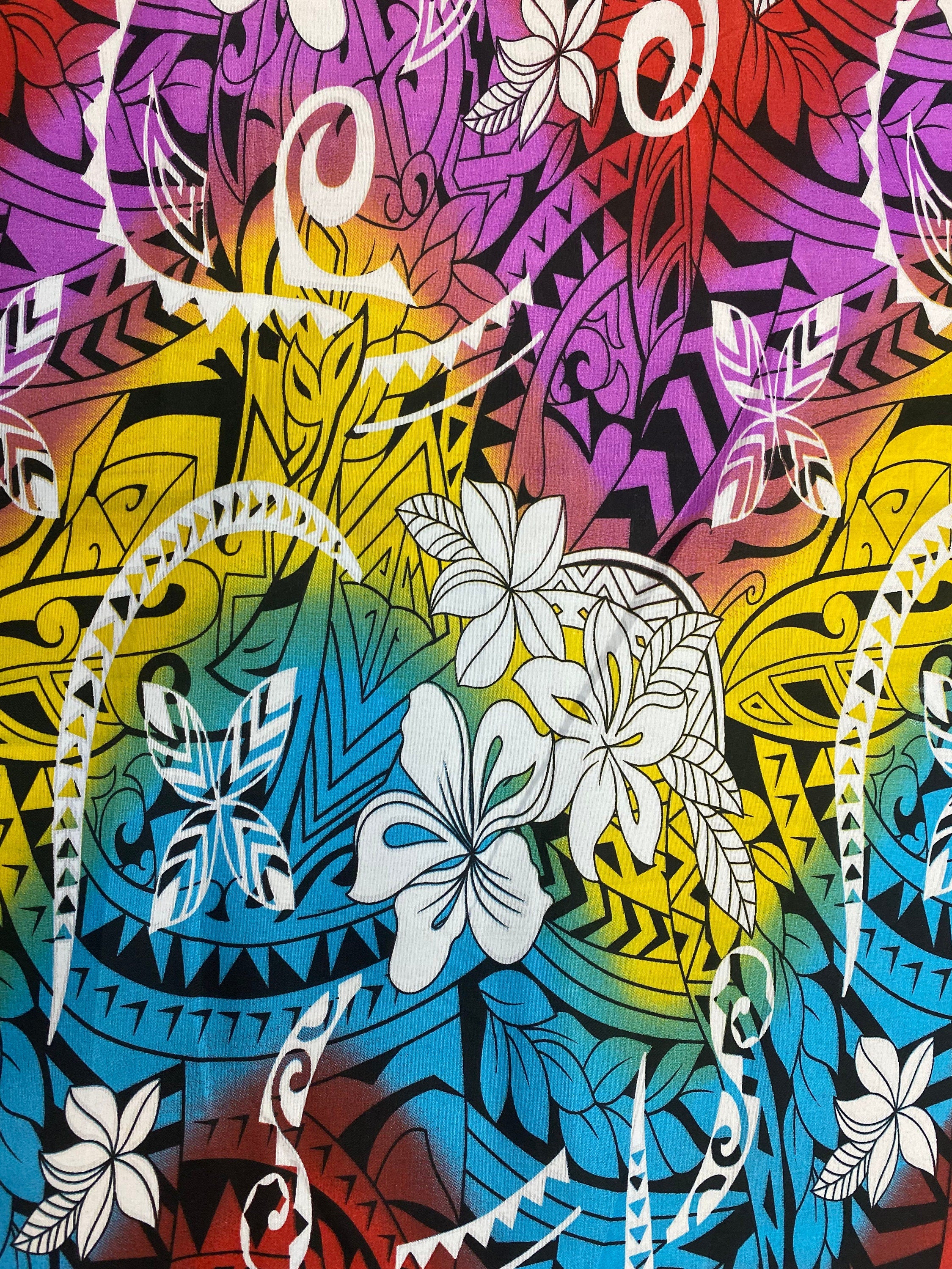 New Aloha Print - Water Color Tropical Polynesian Hawaiian Fabric