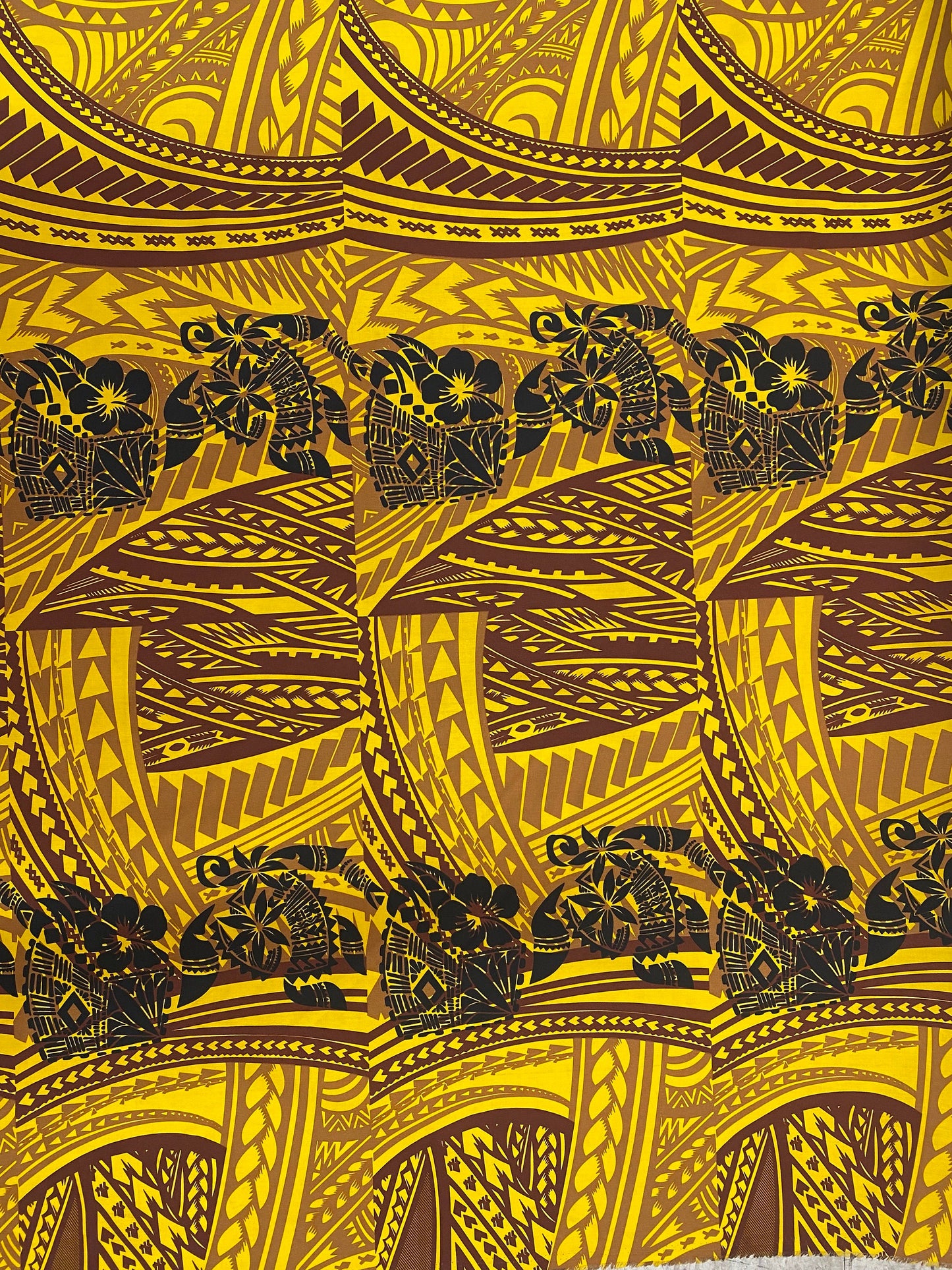 GTEX Collection - New Digital Tribal Tattoo Design with Hibiscus Flowers -Island Fabric - Sold by the Yard - Poly Cotton Fabric 45" | Gtex Fabrics